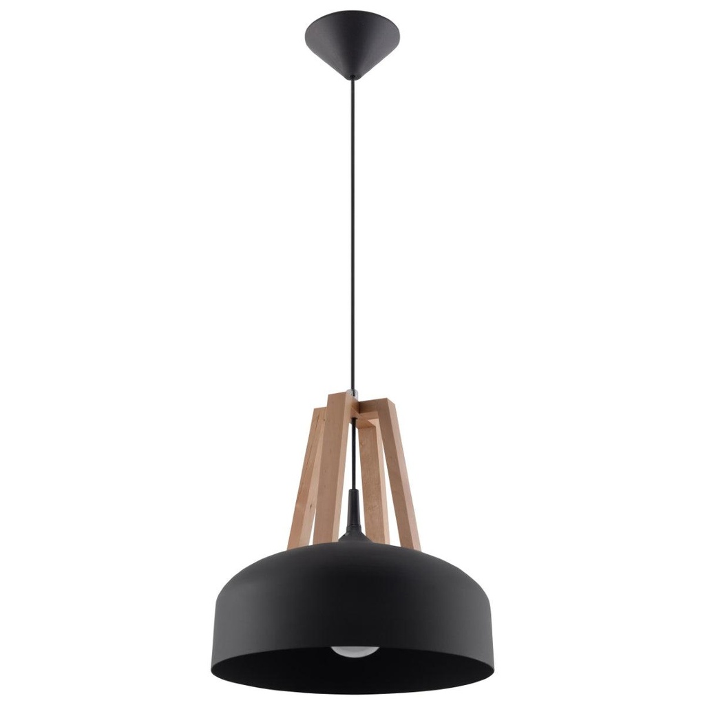 [SL.0390] CASCO pendant lamp black/natural wood