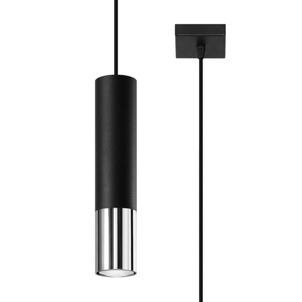 [SL.0940] Lampada a sospensione LOOPEZ 1 nero/cromo