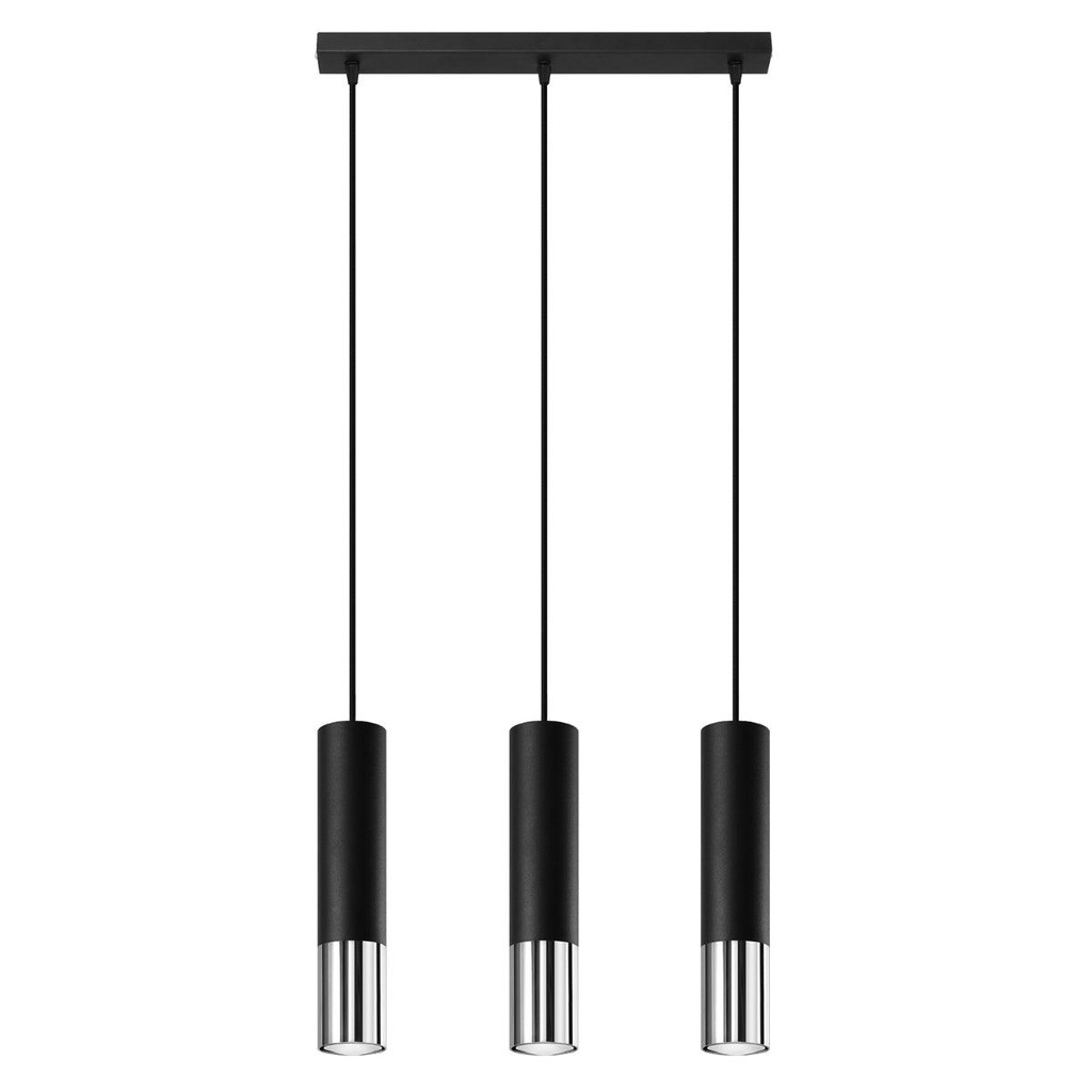 [SL.0942] LOOPEZ 3L pendant lamp black/chrome