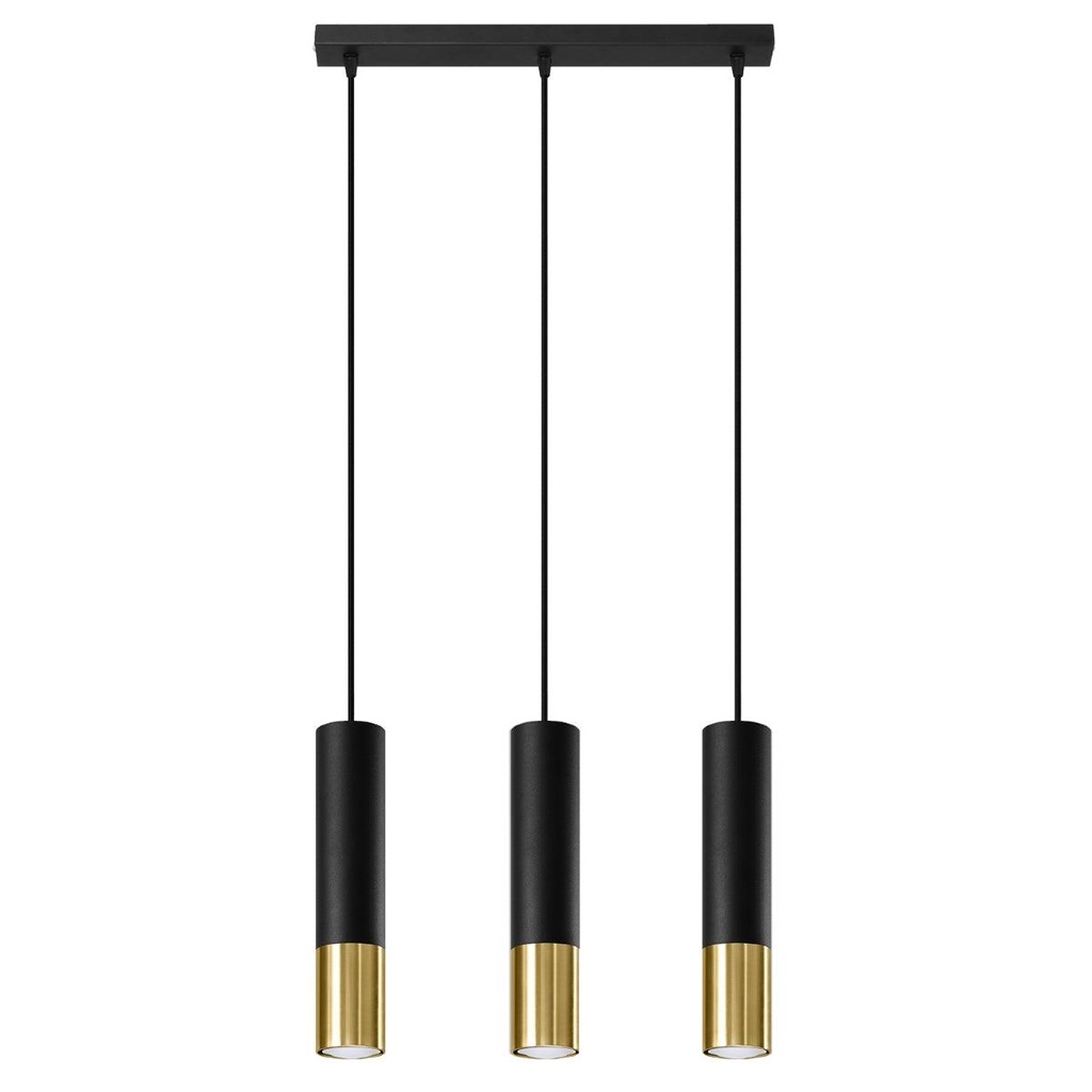 [SL.0954] LOOPEZ 3L Black &amp; Gold Suspension Lamp 
