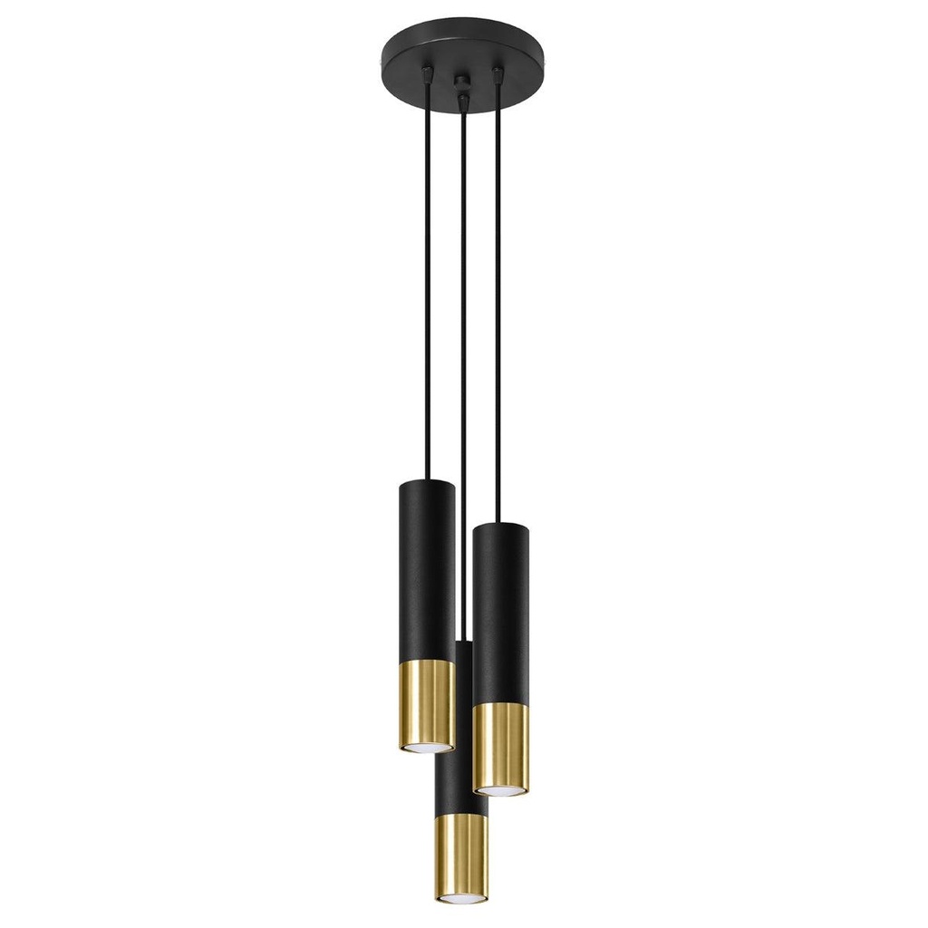 LOOPEZ 3P Black &amp; Gold Suspension Lamp