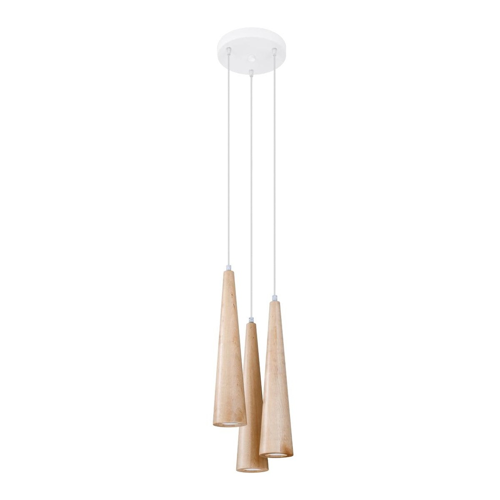 SULA 3P Lampada a sospensione in legno naturale