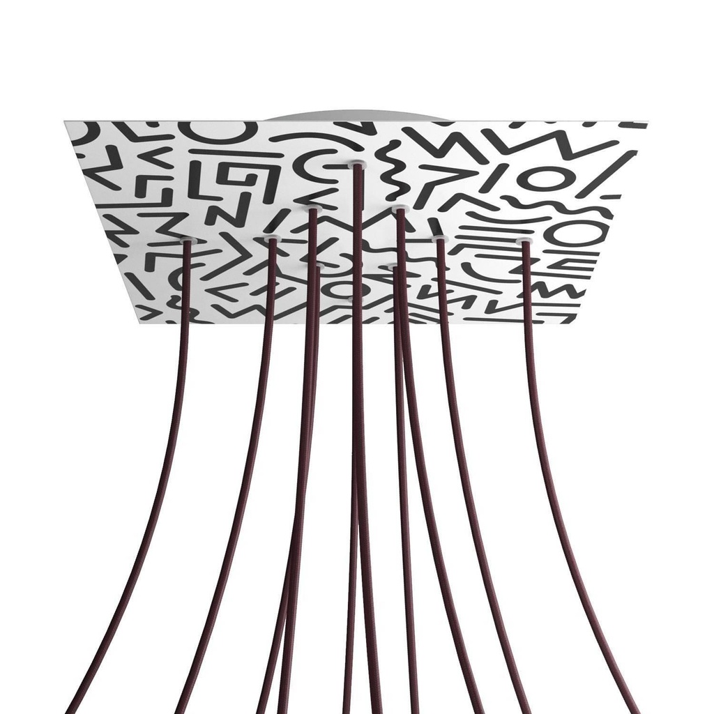 Rosone XXL Rose-One quadrato, 400 mm con 10 fori e 4 fori laterali -