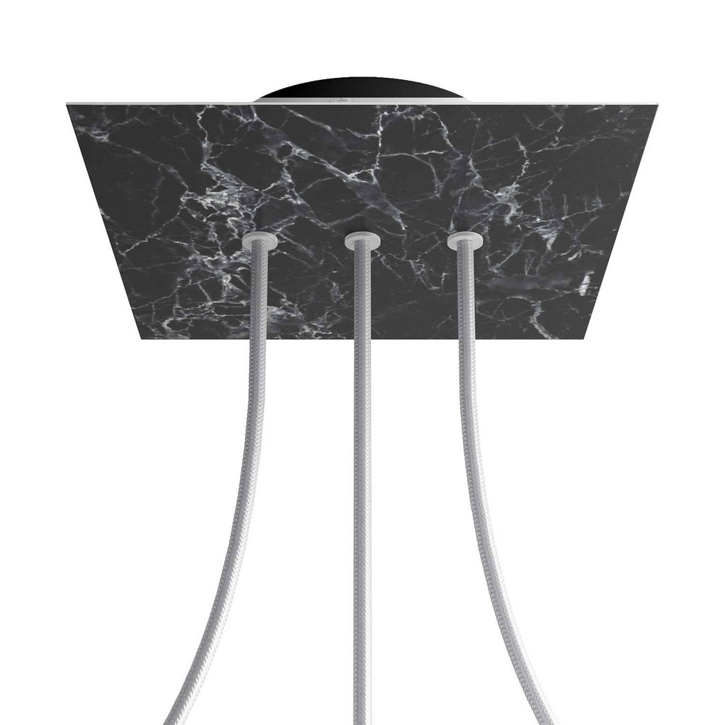 Rose-One square rosette, 200 mm with 3 in-line holes and 4 side holes