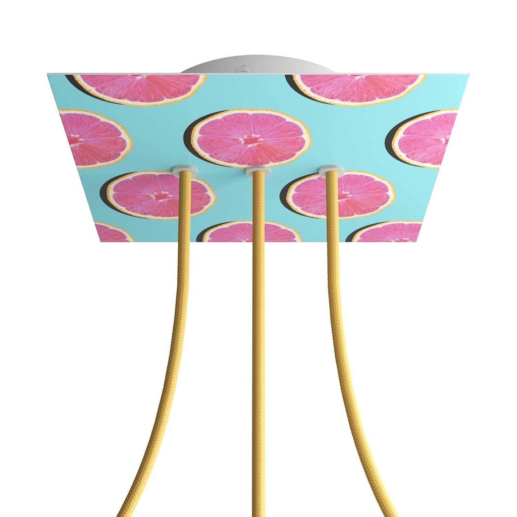 Rose-One square rosette, 200 mm with 3 holes in line and 4 holes