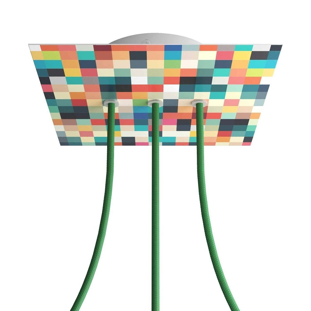 Rose-One square rosette, 200 mm with 3 holes in line and 4 holes