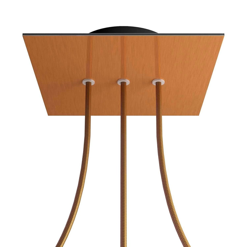 Rose-One square rosette, 200 mm with 3 in-line holes and 4 side holes