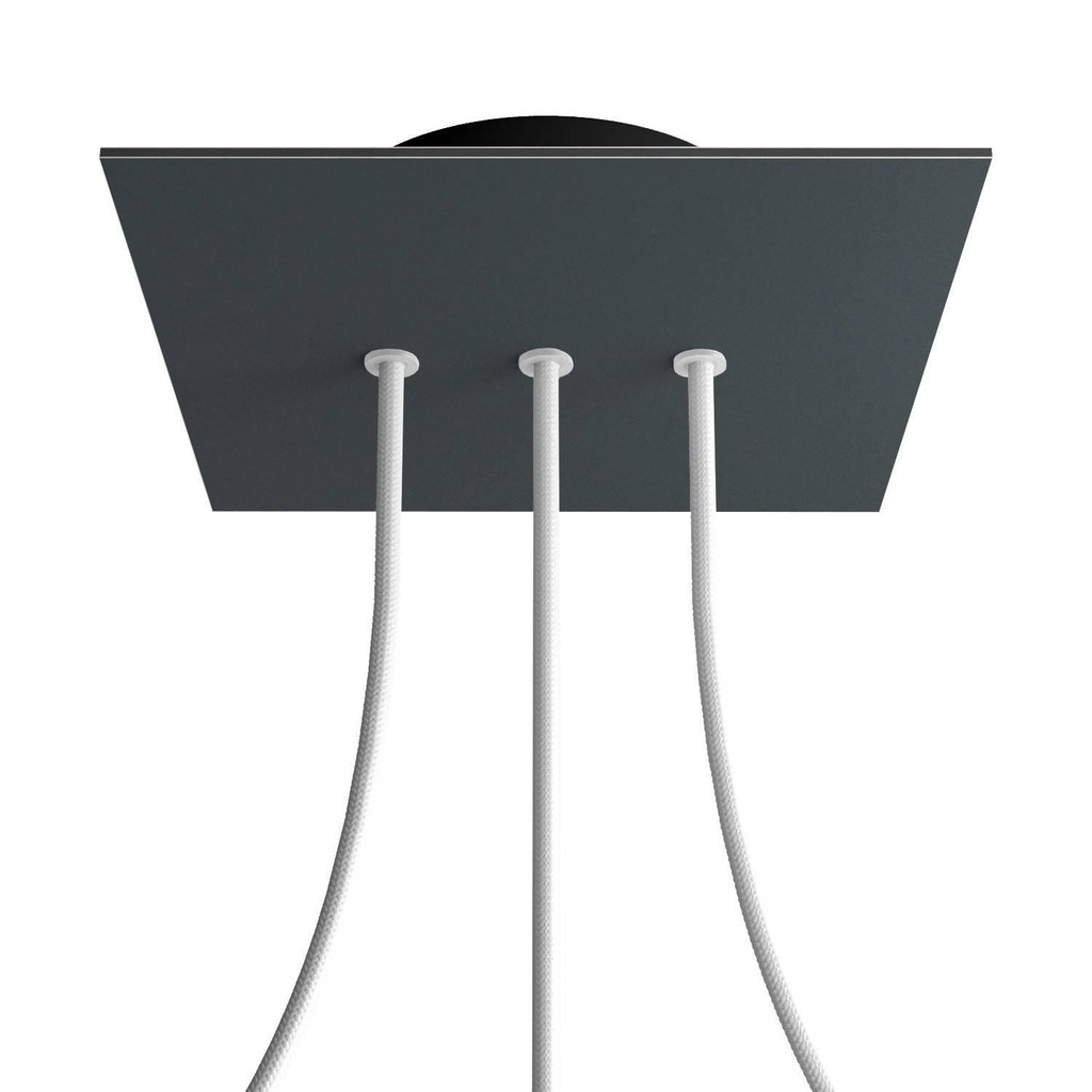 Rose-One square rosette, 200 mm with 3 in-line holes and 4 side holes