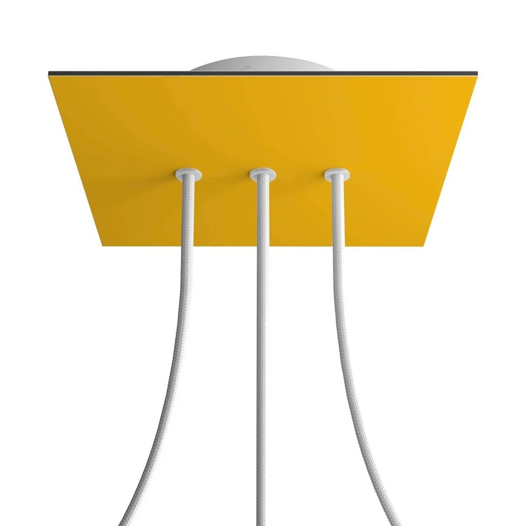 Rose-One square rosette, 200 mm with 3 in-line holes and 4 side holes