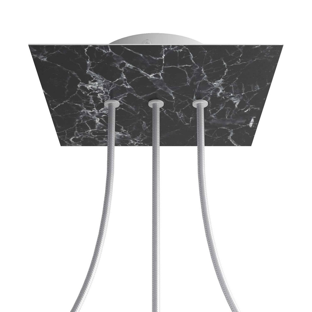 Rose-One square rosette, 200 mm with 3 in-line holes and 4 side holes