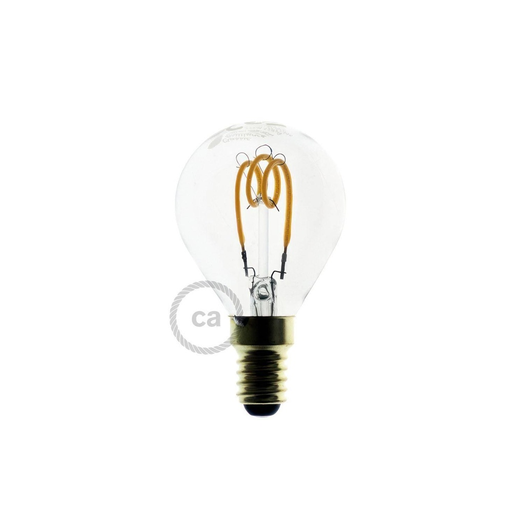 LED Bulb Transparent Globe G45 Filament Curved Spiral 3W
