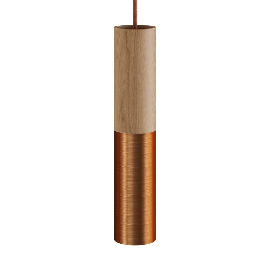 Tub-E14, wood and metal tube for spotlight with double lamp holder