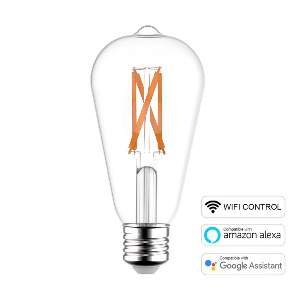 Lampadina LED SMART WI-FI Edison ST64 Trasparente 6,5W 806Lm E27