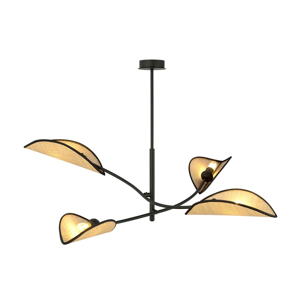 Lampada da soffitto Lotus 4 Black/Rattan