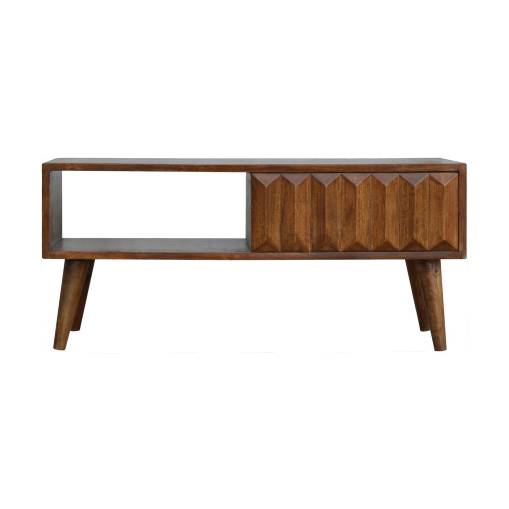 [IN695] Chestnut Prism Sliding Media Unit
