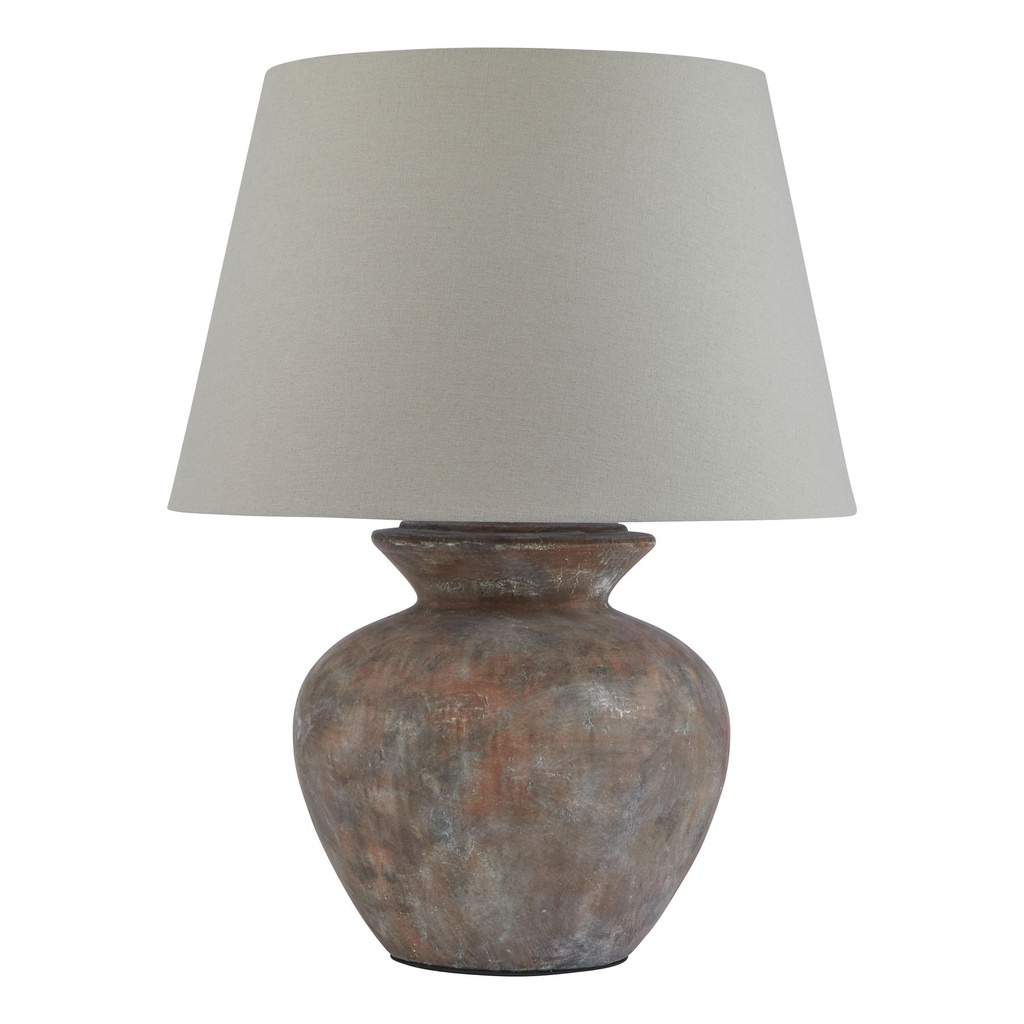 [23322] Siena Brown Round Table Lamp With Linen Shade