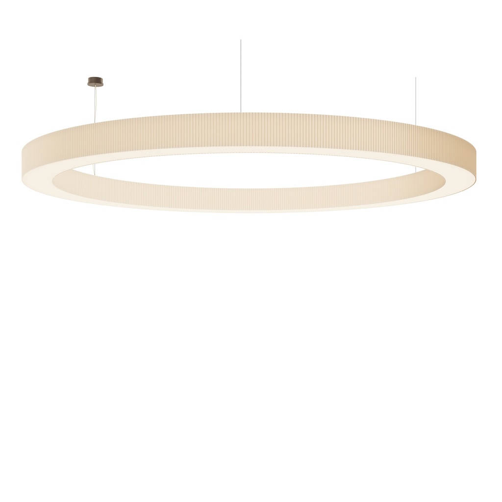 [R3] R3 CLEOPATRA Lampadario "Extra Size" con doppio paralume circolare in tessuto pongé plissettato a mano.