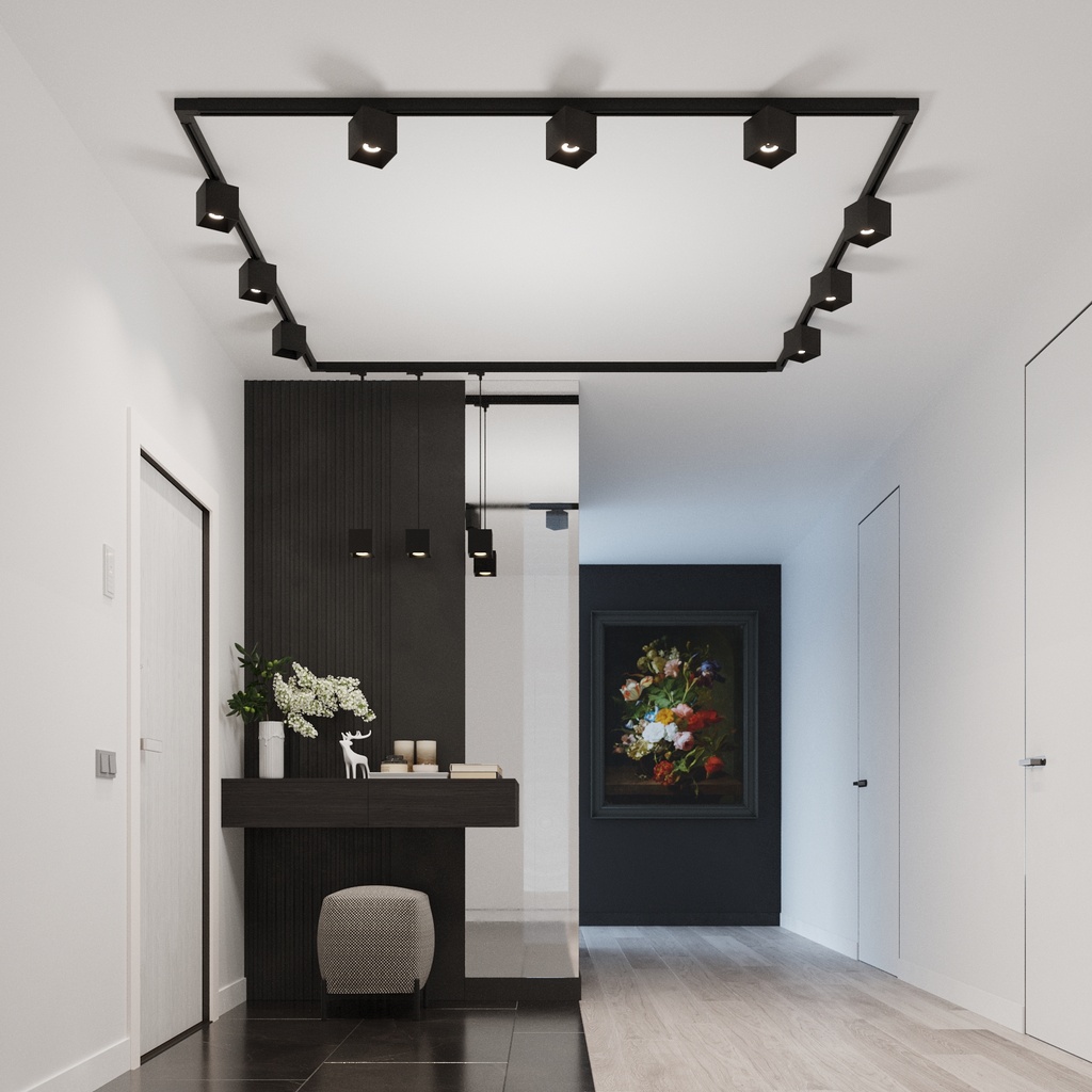 Three-phase track lighting ceiling-mounted QUAD — 12 light points