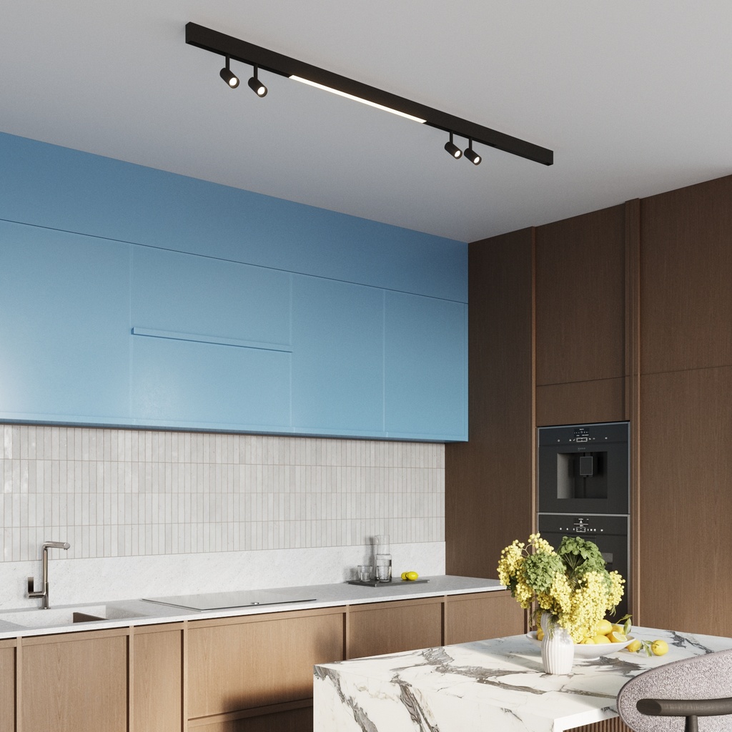 Illuminazione a binario magnetico 48V a soffitto KARO — 3 punti luce