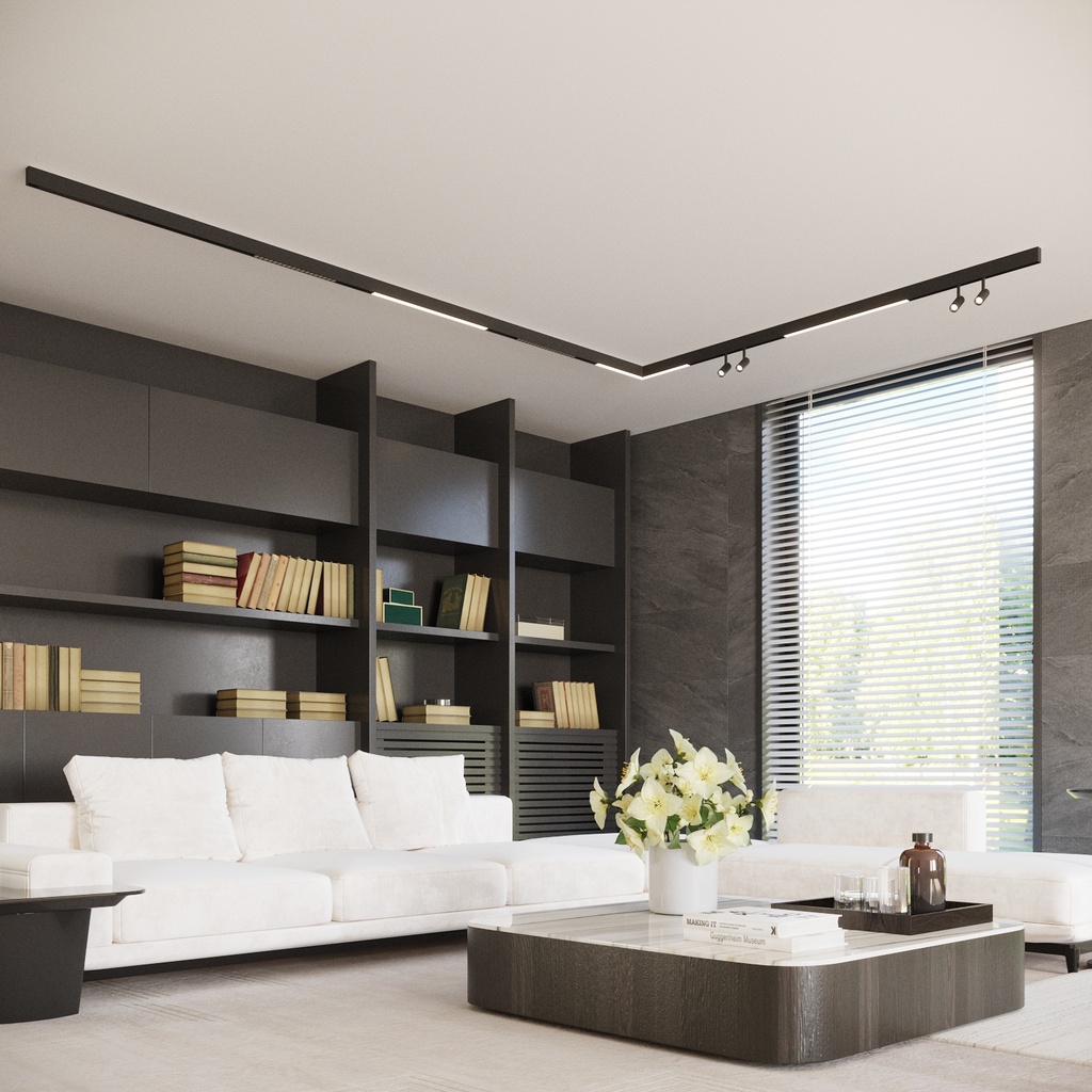 Illuminazione a binario magnetico 48V a soffitto KARO — 7 punti luce